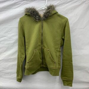 DeVine Olive Green Hoodie with Faux Fur Junior Large